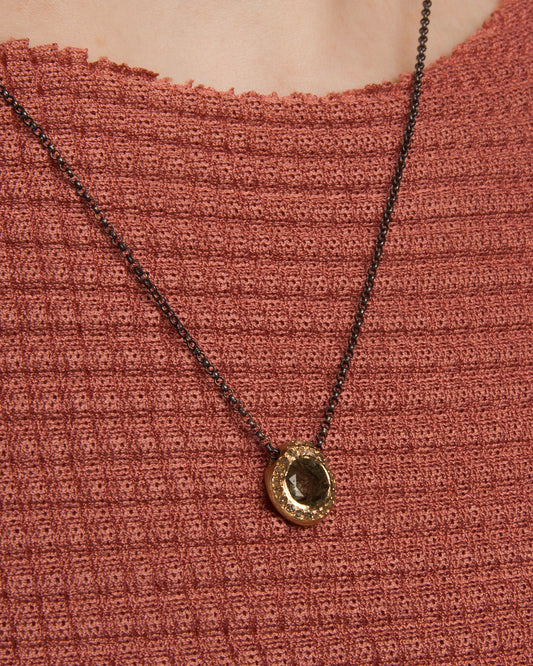 Green Rutilated Quartz Gold Necklace