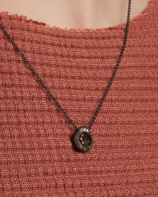 Grey Diamond Green Rutilated Quartz Necklace