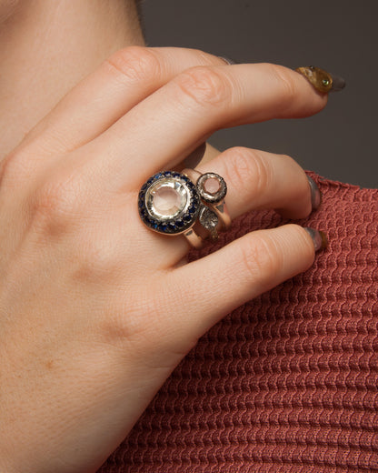 Julia Blue Sapphire Prasiolite Ring
