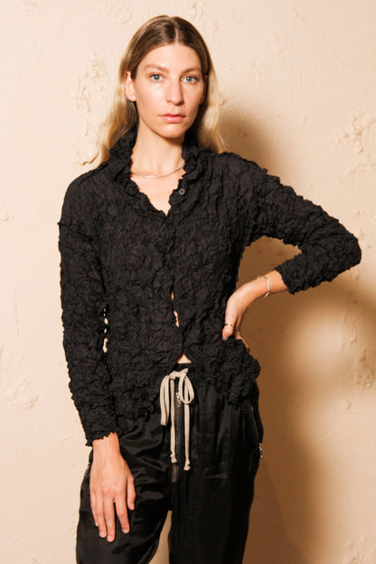 Black Meringue Button Up