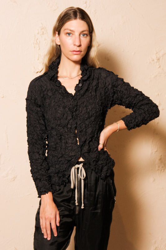 Black Meringue Button Up
