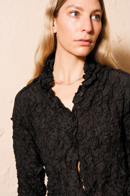 Black Meringue Button Up