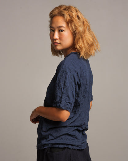 Basic Wrinkled Navy Tee
