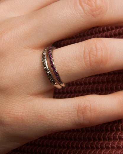 Sei Cognac Diamond Silver Ring