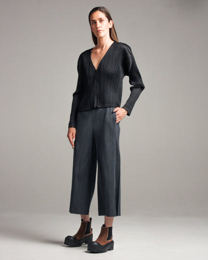 Black V-Neck Zip Top