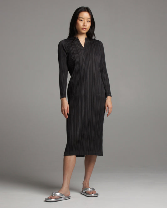 Mellow Pleats Charcoal Dress
