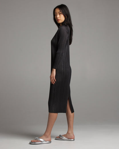 Mellow Pleats Charcoal Dress