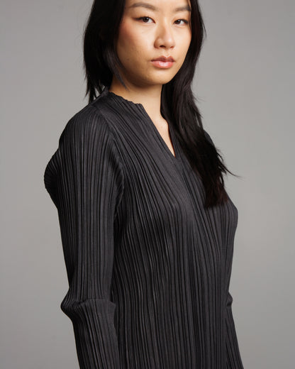 Mellow Pleats Charcoal Dress