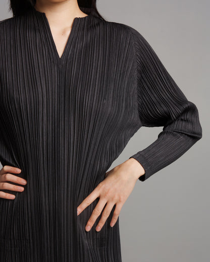 Mellow Pleats Charcoal Dress