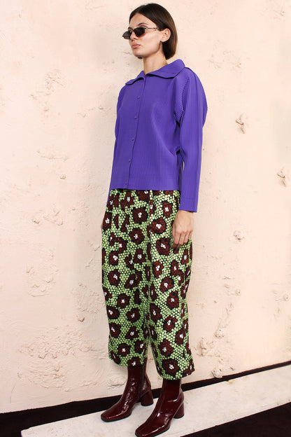 Soft Pleated Cardigan Purple