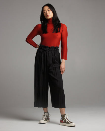 Terracotta Micropleated High Neck Top