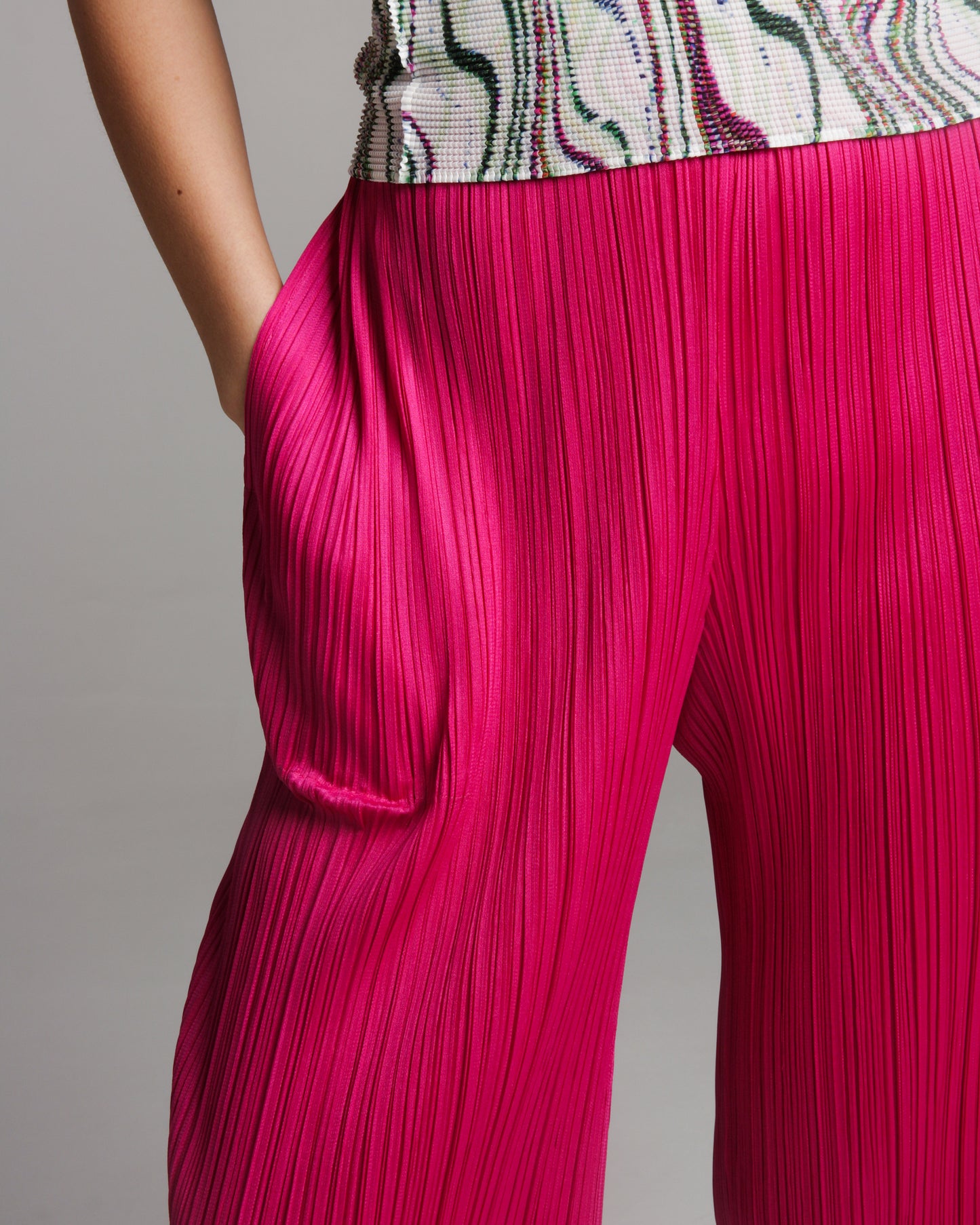 Wide Pink Pleated Trousers