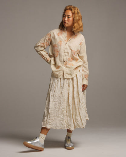 Beige Floral Button Down Shirt