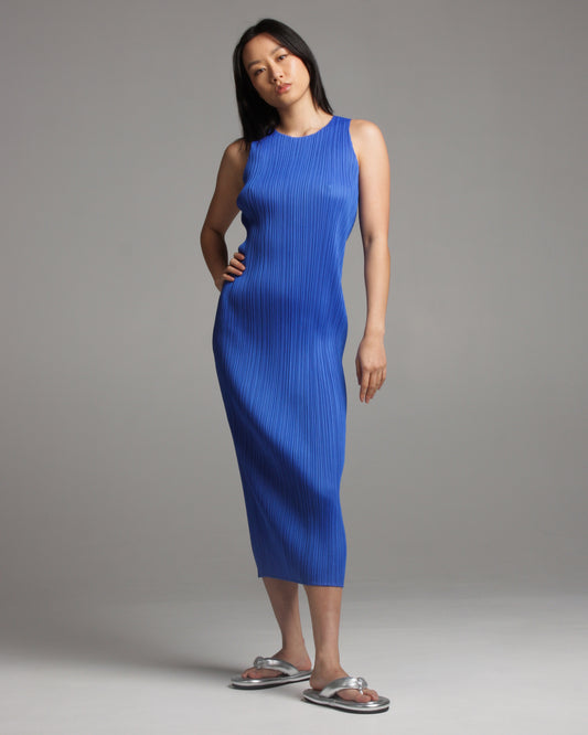 Electric Blue Pleated Tank Dress