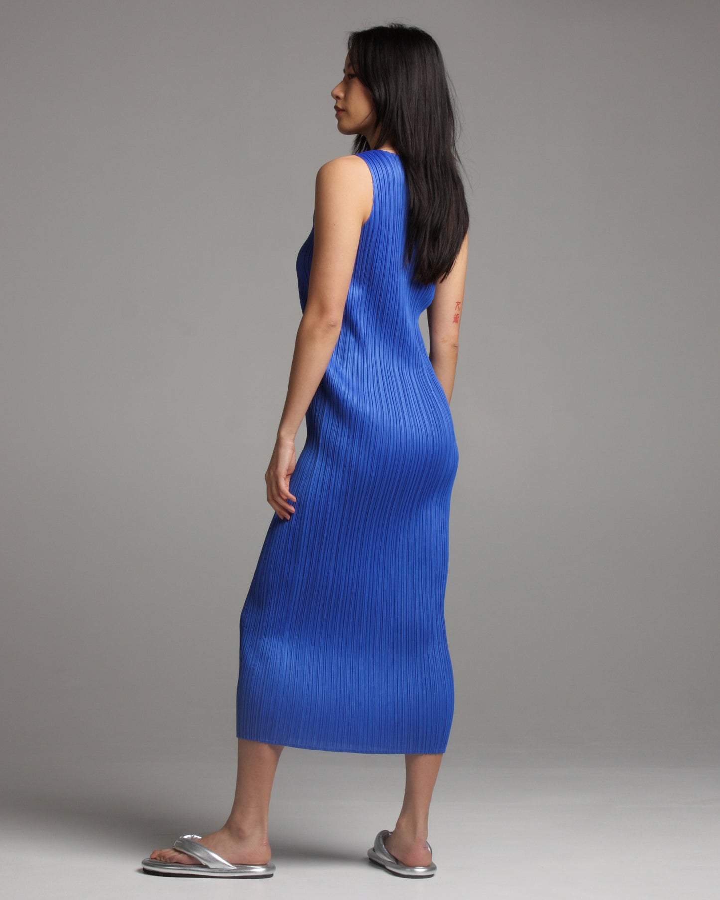 Electric Blue Pleated Tank Dress