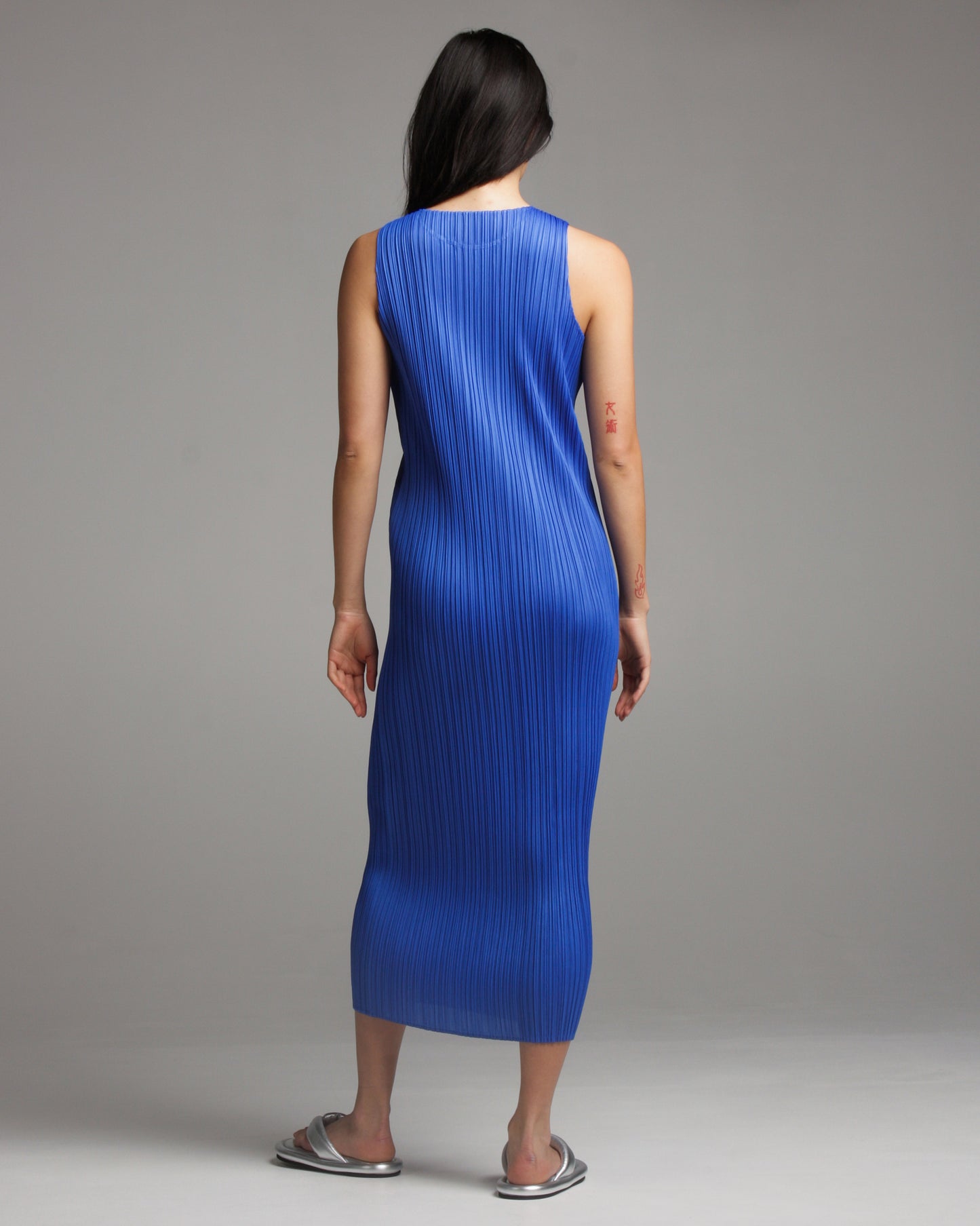 Electric Blue Pleated Tank Dress