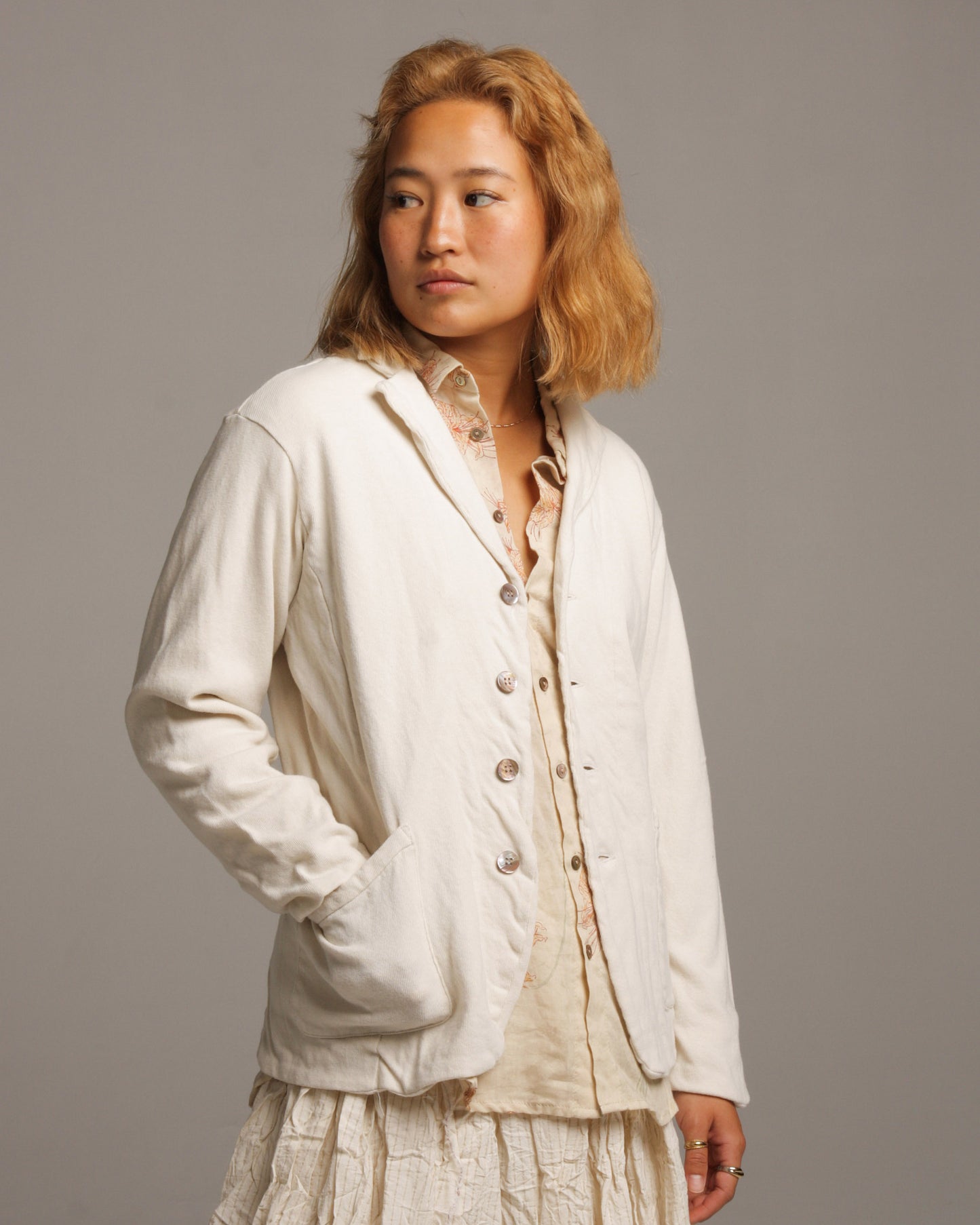 Ivory Cotton Knitted Jacket