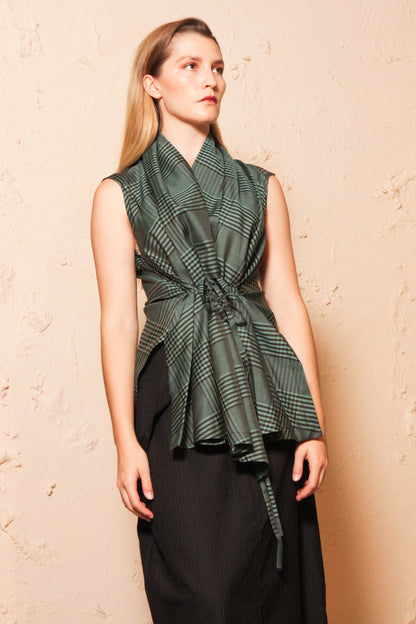 Tripti Check Wrap Top