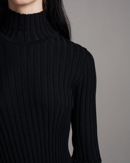Black Kwool Asymmetrical Top