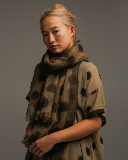 Olive Cashmere Spot Stole