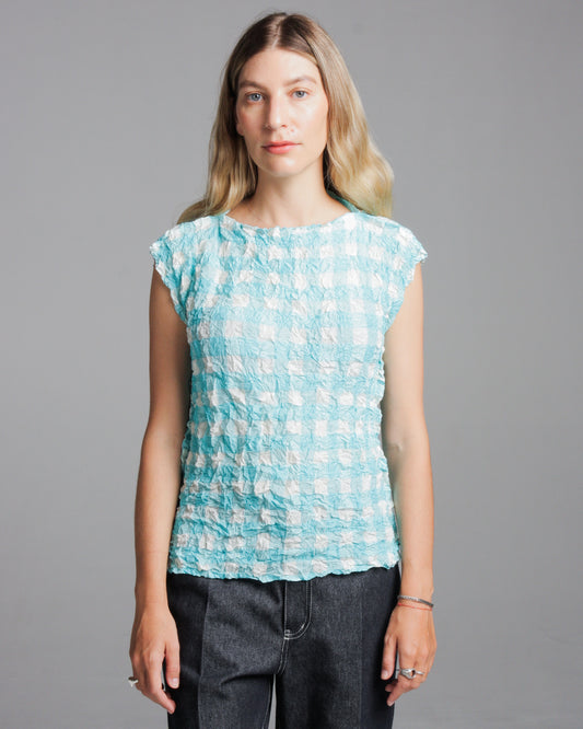 Blue Gingham Meringue Top