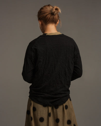 Black Cotton Knit Pullover