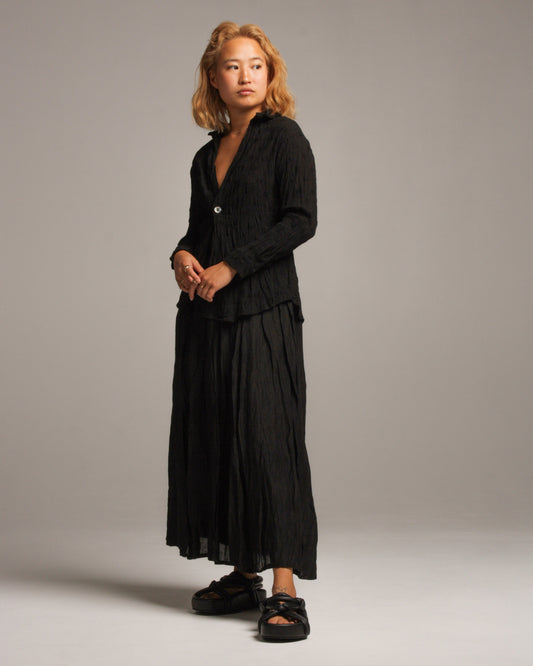 Black Polka Dot Button Blouse