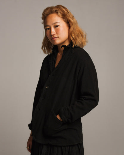 Black Cotton Knitted Jacket