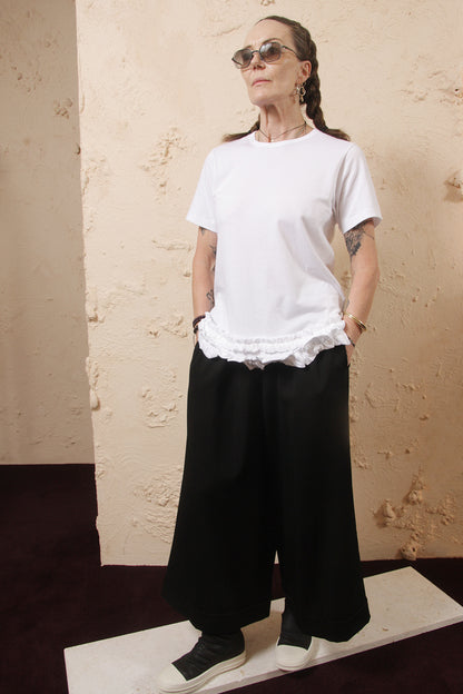 Ruffle White Tee