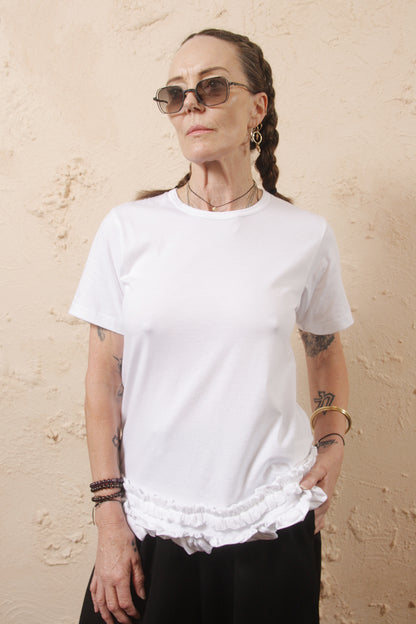 Ruffle White Tee