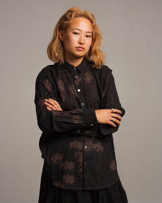 Black Floral Button Down Shirt