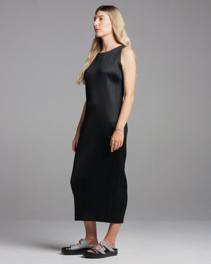 Black Long Pleated Tank Dress