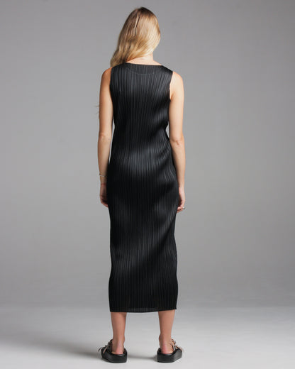 Black Long Pleated Tank Dress