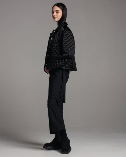 Black Quilted Cropped Jacket