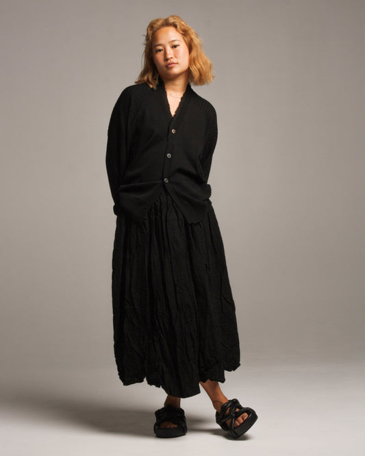Black Raw Collar Cardigan