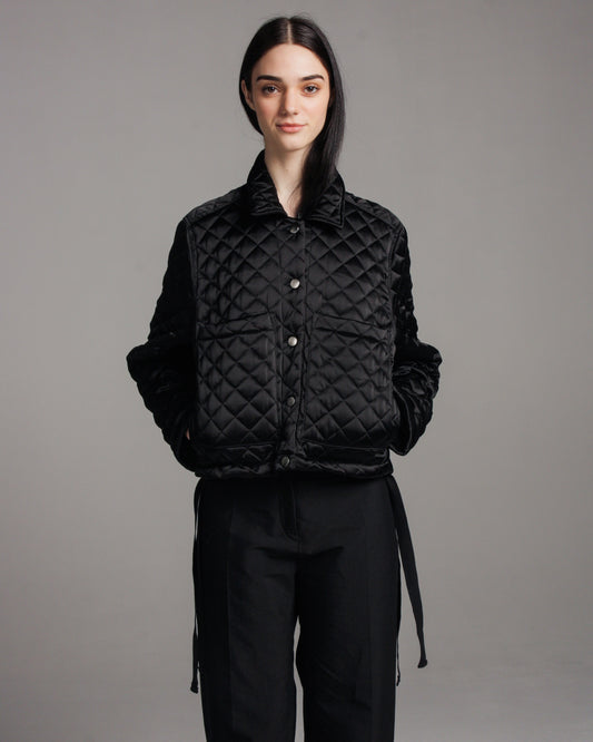 Black Quilted Cropped Jacket