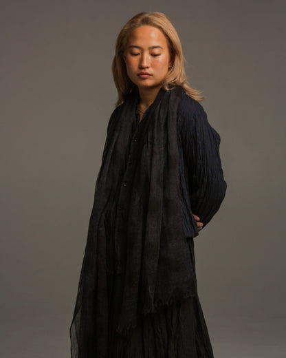Navy Cashmere Spot Stole