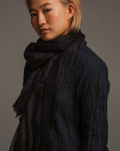 Navy Cashmere Spot Stole
