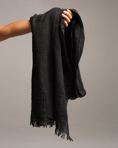 Soft Black Linen Stole