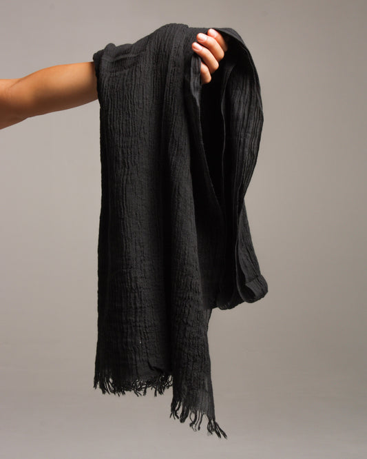 Soft Black Linen Stole