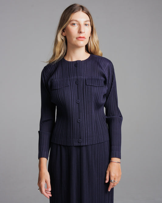Indigo Ramie Buttoned Top