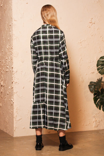 Dabbar Silk Tartan Shirtdress