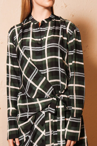 Dabbar Silk Tartan Shirtdress