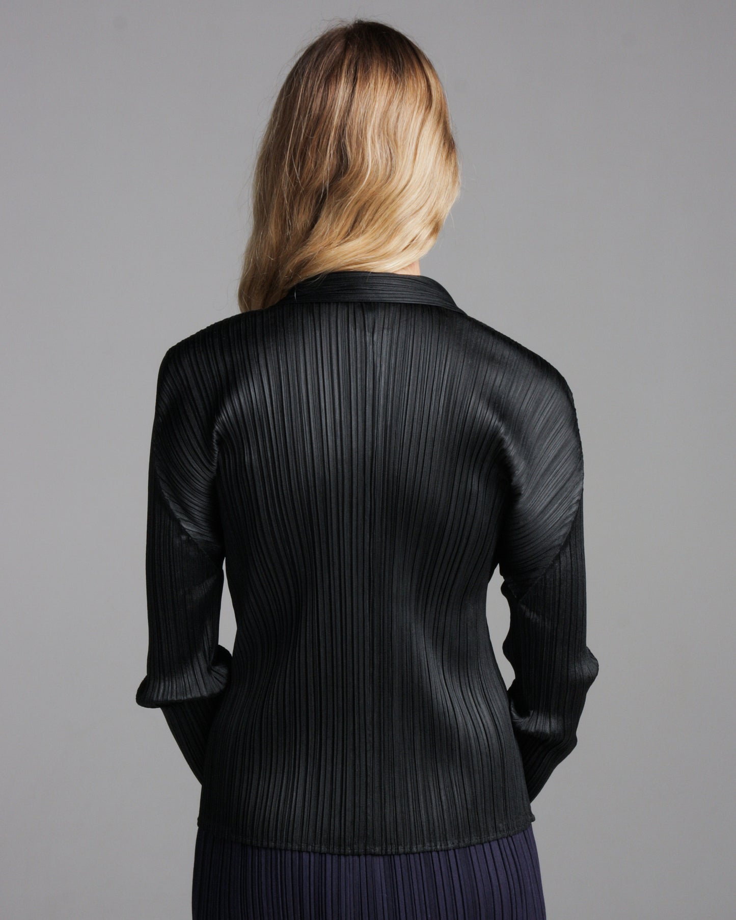 Black Pleated Buttoned Shirt