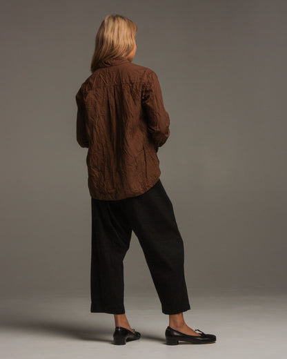 Brown Cotton Crinkle Blouse