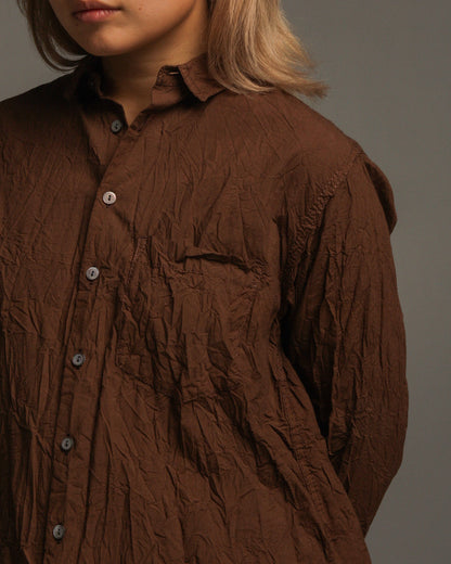 Brown Cotton Crinkle Blouse