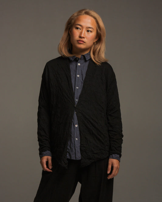 Black Cotton Knit Cardigan