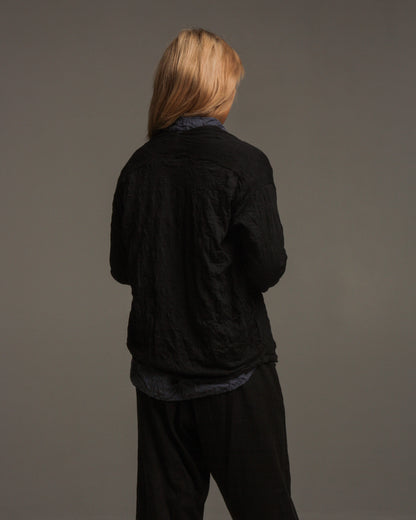 Black Cotton Knit Cardigan