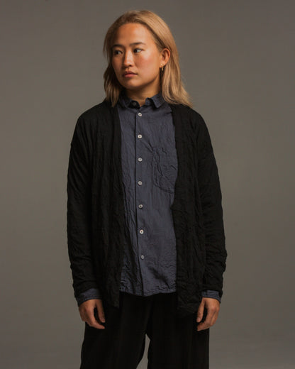 Black Cotton Knit Cardigan