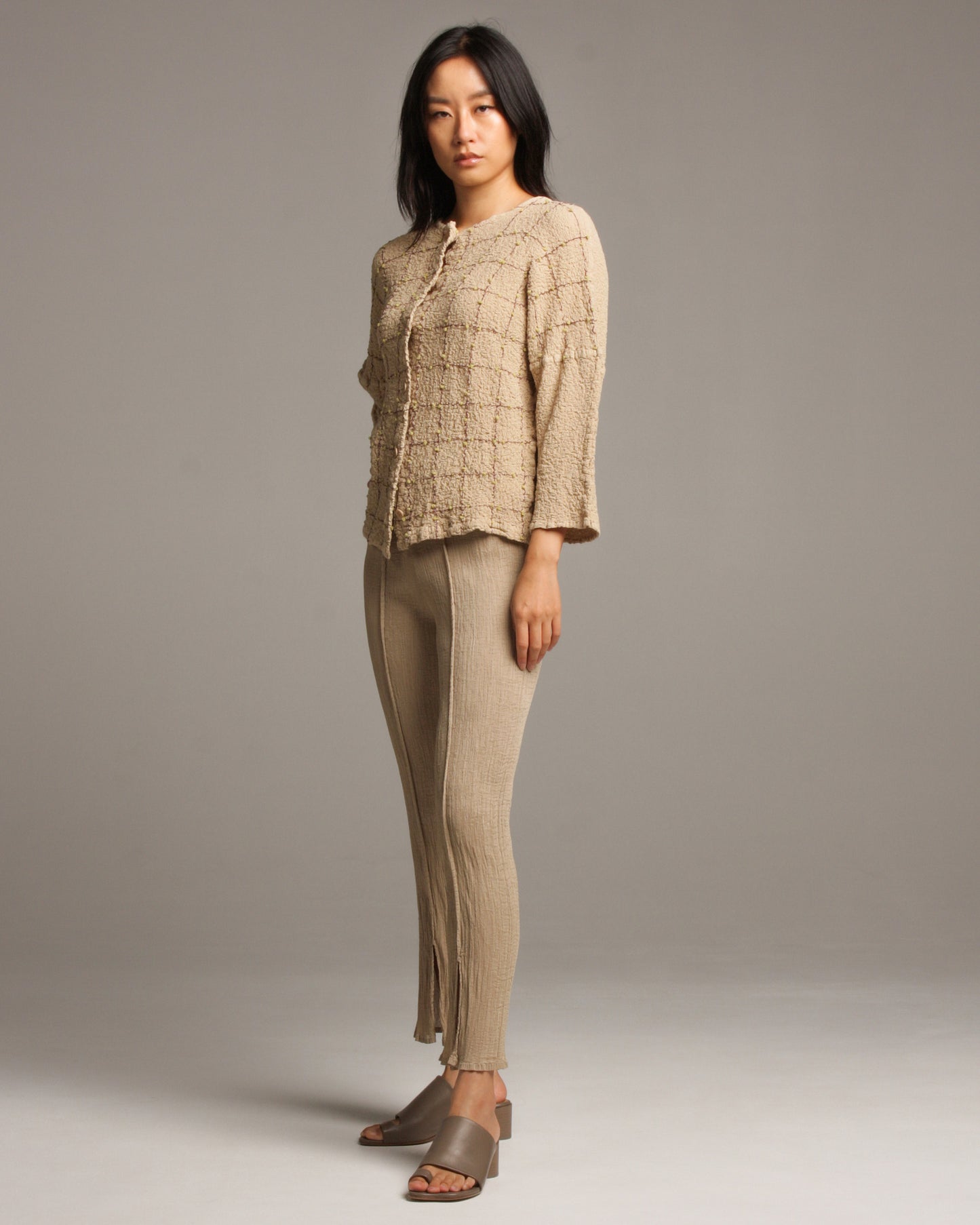 Beige Crepe Pants